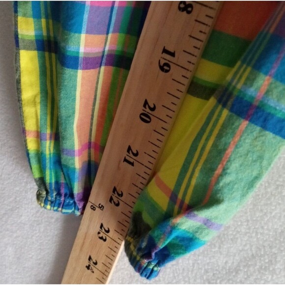 Ralph Lauren Top Girl 14 Multicolor Plaid Button Up Peasant Long Sleeves - Picture 6 of 10